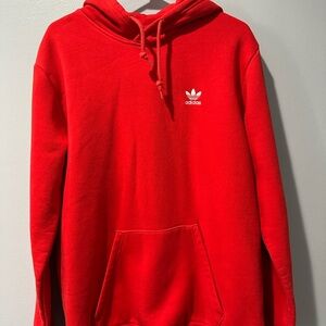 adidas Red Crewneck Hoodie with Trefoil Logo - Men's Pullover